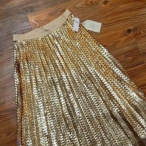 NWT Anthropologie Gold Metallic Long Skirt